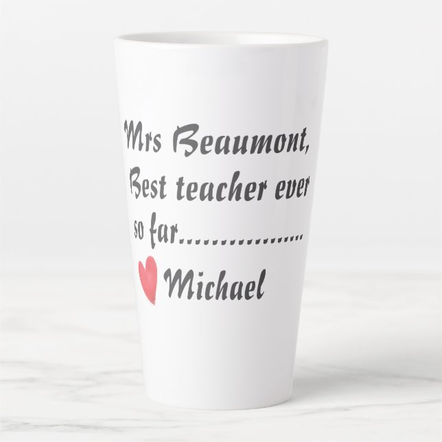 Tasse Latte Prof super drôle jusqu'à présent (Devant)
