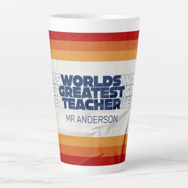 Tasse Latte Professeur rétro moderne bleu rouge stylisé typogr (Devant)