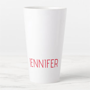 Tasse Latte Professionnel minimaliste moderne nom blanc rouge
