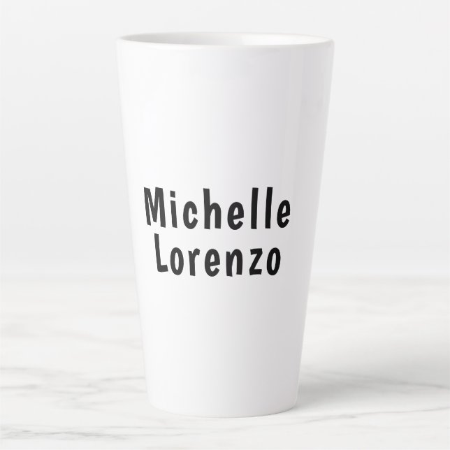 Tasse Latte Professionnel Moderne Simple Clair Nom Noir Blanc (Devant)