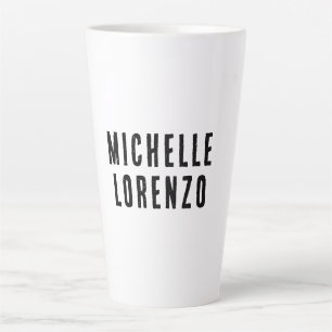 Tasse Latte Professionnel Moderne Simple Nom Uni Noir Blanc