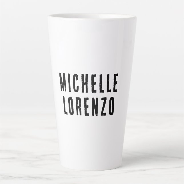 Tasse Latte Professionnel Moderne Simple Nom Uni Noir Blanc (Devant)