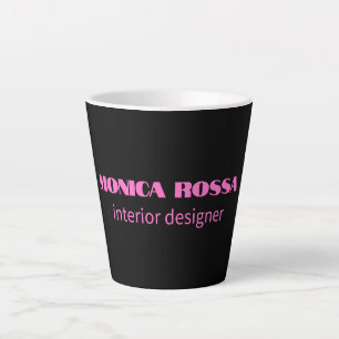 Tasse Latte Professionnel Simple Moderne Neon Rose Noir