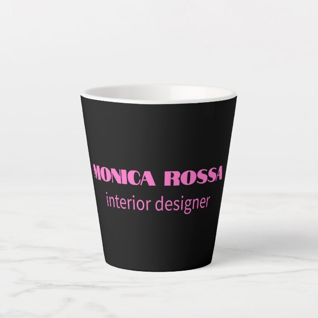 Tasse Latte Professionnel Simple Moderne Neon Rose Noir (Devant)