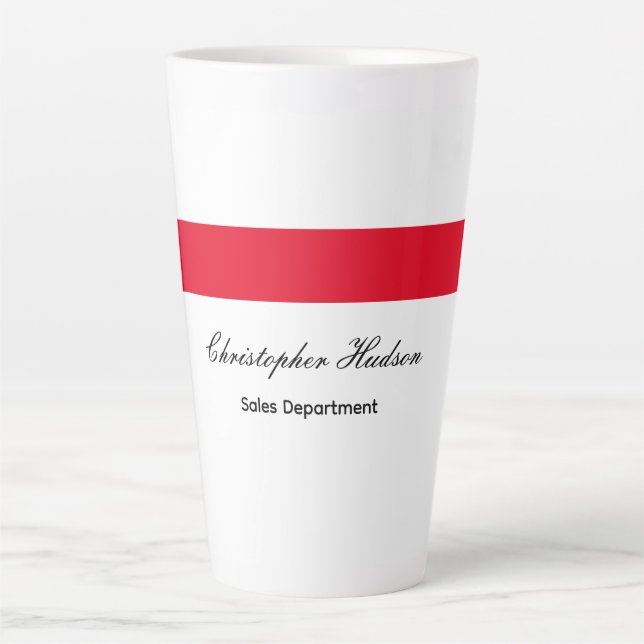 Tasse Latte Professionnel Simple Rouge Blanc (Devant)