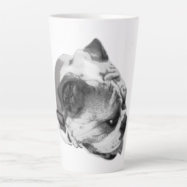 Tasse Latte Profil de bouledogue classique avec une touche mod (Devant)