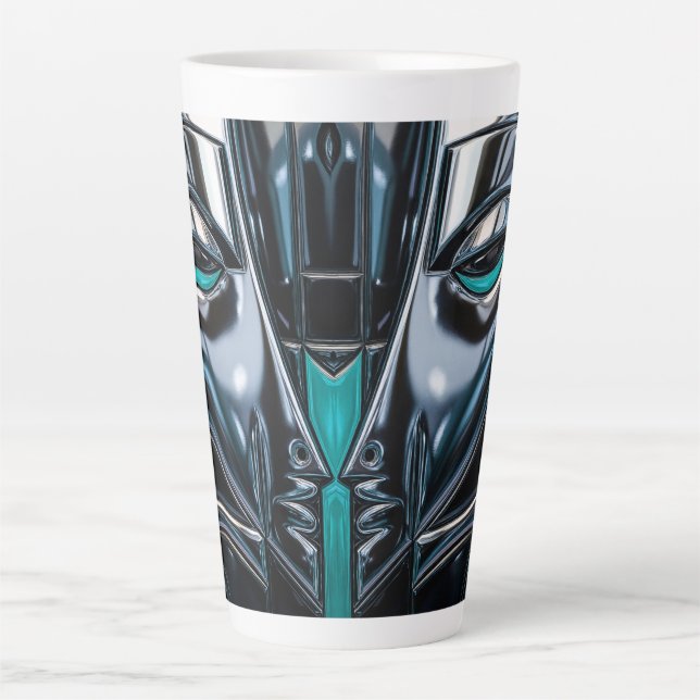 Tasse Latte Profil sarcelle et argent (Devant)