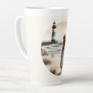Tasse Latte Promenade au phare côtier