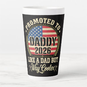 Tasse Latte Promu Papa 2026 Drapeau Américain Drôle