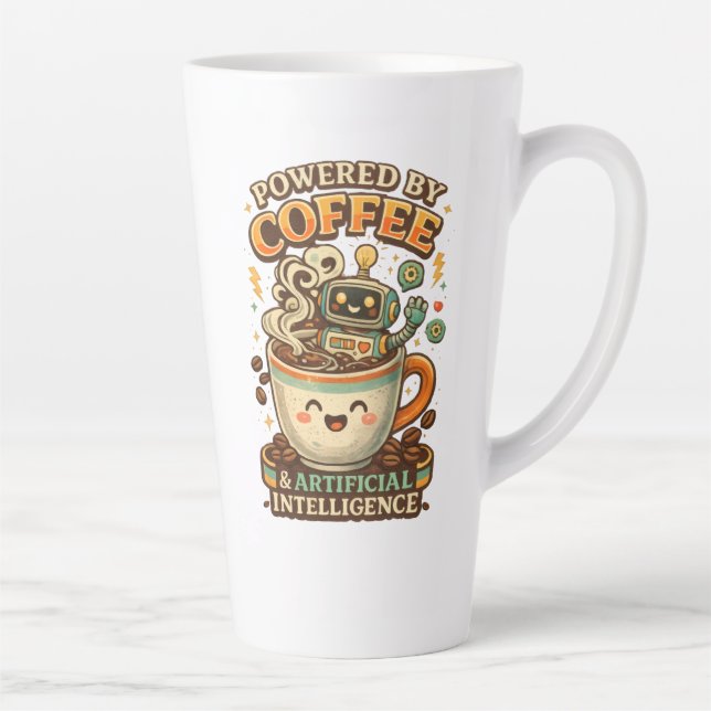 Tasse Latte Propulsé par le café et l'IA Graphiques rétro de c (Droite)