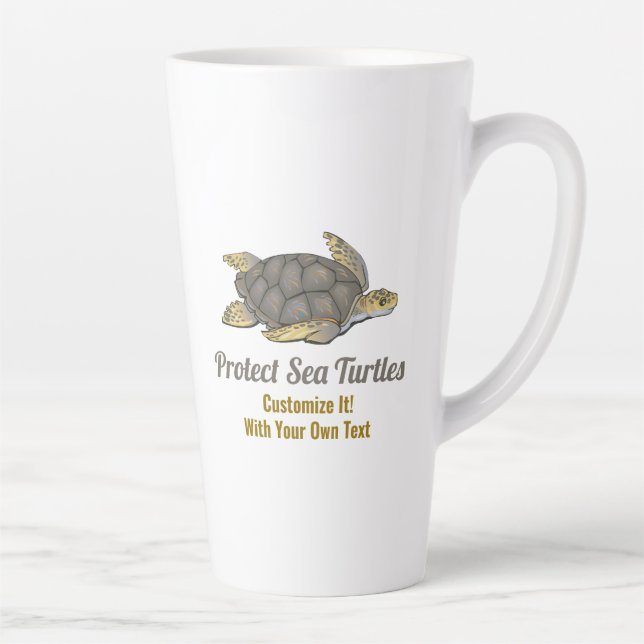 Tasse Latte Protéger la Personnaliser des tortues de mer (Droite)