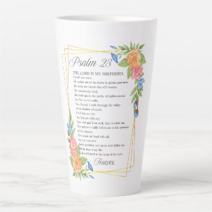 Tasse Latte Psaume 23 NKJV Aquarelle Biblique Botanique Écritu