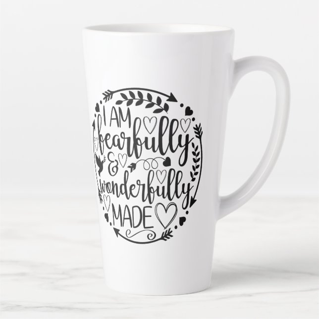 Tasse Latte Psaume 39 Merveilleusement fait Écriture chrétienn (Droite)