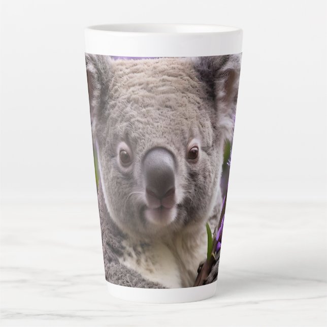 Tasse Latte Purple Jacaranda Koala Ours, (Devant)