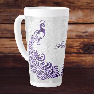 Tasse Latte Purple Peacock Bouge Latte Personnalisée