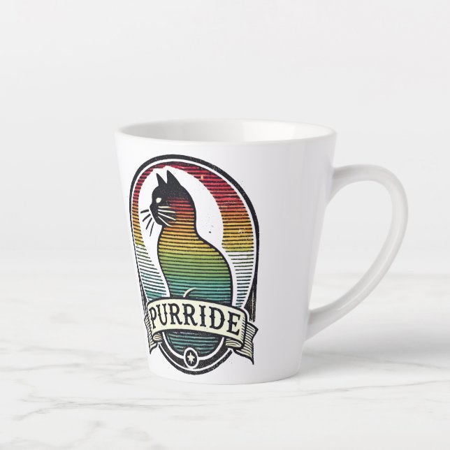 Tasse Latte Purride Cat Pride Rainbow Retro (Droite)