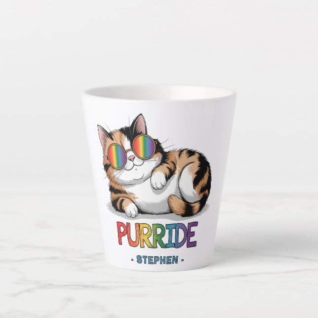 Tasse Latte Purride - Pride de chats Cool | LGBTQ (Devant)