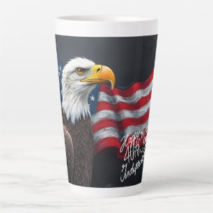 Tasse Latte Pygargue à tête blanche avec drapeau américain Art