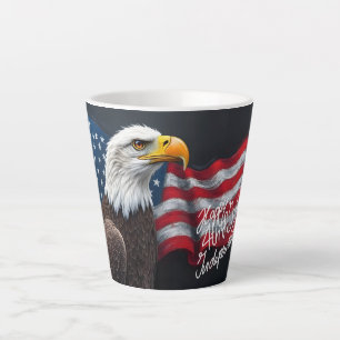 Tasse Latte Pygargue à tête blanche avec drapeau américain Art