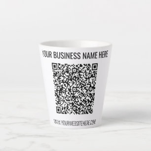 Tasse Latte QR Code et texte personnalisé Professionnel Modern