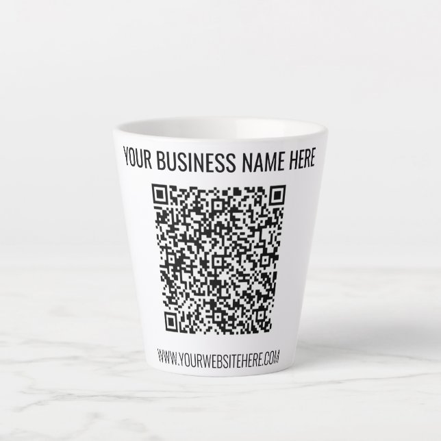 Tasse Latte QR Code et texte personnalisé Professionnel Modern (Devant)