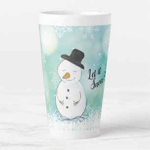 Tasse Latte Qu'il neige Bonhomme de neige et flocons de neige