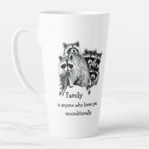 Tasse Latte Raccoon Famille Amis Aimer Citation Noël