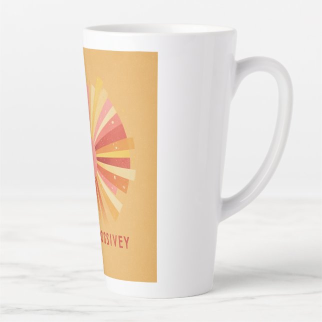 Tasse Latte "Radiate Positivity" Retro Sunburst Art | 70s Styl (Droite)