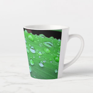 Tasse Latte Raindrops Closeup, Spacey Green