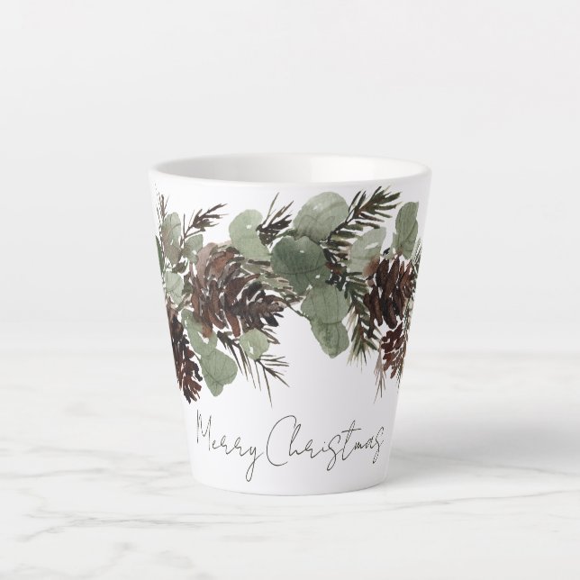 Tasse Latte Rameaux de Noël Cônes de pin (Devant)