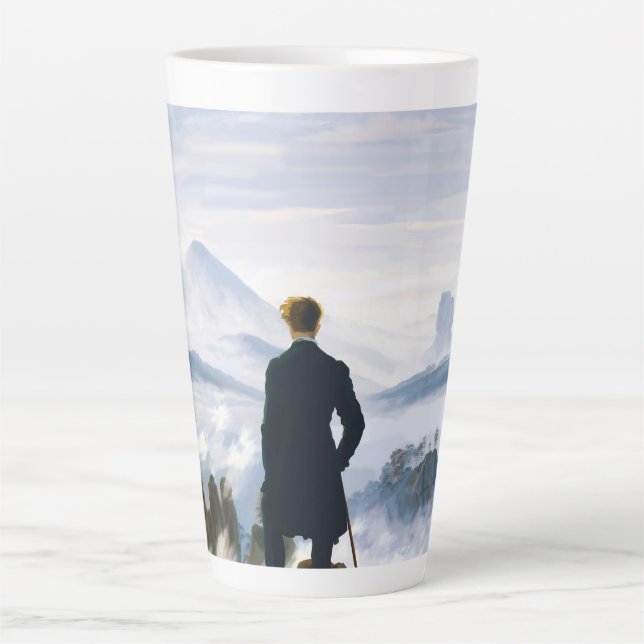 Tasse Latte Randonneur au-dessus de la mer de brouillard, Casp (Devant)