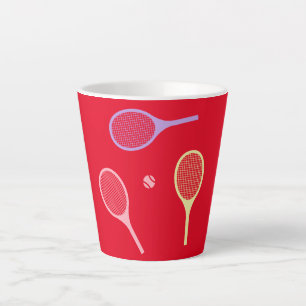 Tasse Latte Raquettes de tennis Pastel avec balle de tennis en