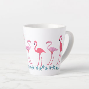 Tasse Latte Rassemblement de Flamants roses et de poissons-Sta