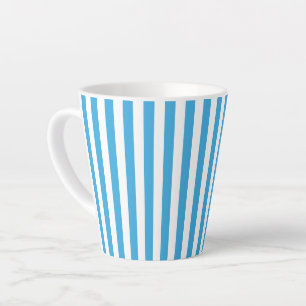 Tasse Latte Rayoires verticales classiques bleu bébé clair et 