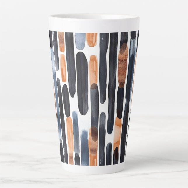 Tasse Latte Rayures bleu marine et orange rouille (Devant)