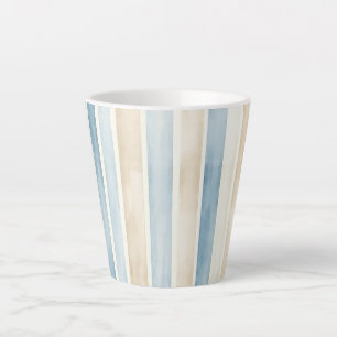 Tasse Latte Rayures Crème Bleu de Plage