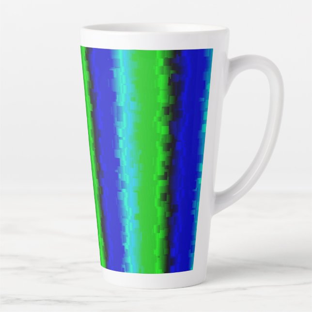 Tasse Latte Rayures de verre brisé bleu vert (Droite)