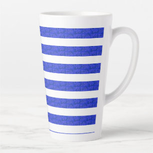 Tasse Latte Rayures géométriques bleues chic