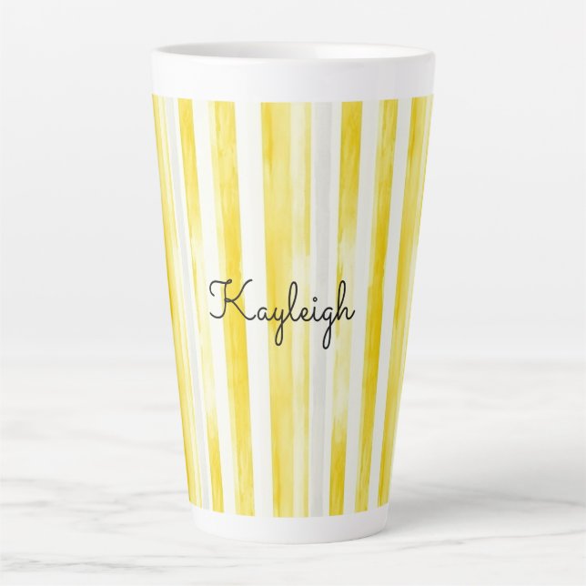 Tasse Latte Rayures Jaune Citron  (Devant)