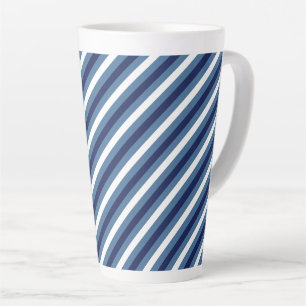 Tasse Latte Rayures Nautiques Bleu Marine Bleu Fumé Blanc Impe