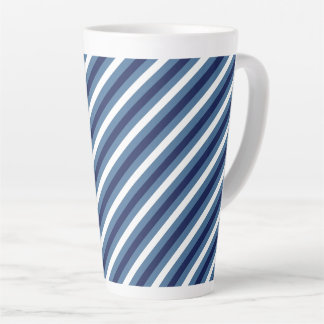 Tasse Latte Rayures Nautiques Bleu Marine Bleu Fumé Blanc Impe