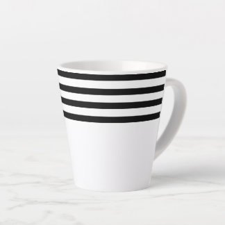 Tasse Latte Rayures noires et blanches minimalistes simples mo