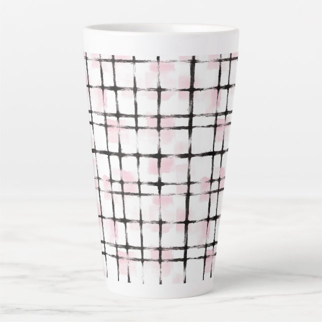 Tasse Latte Rayures noires roses  (Devant)