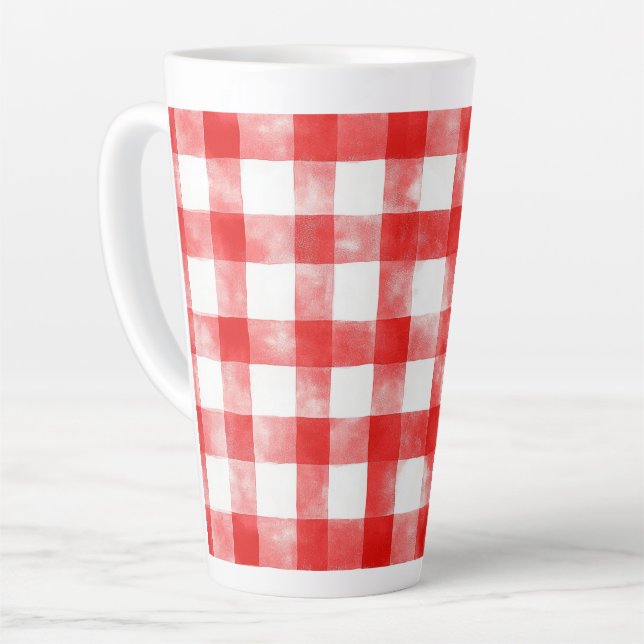 Tasse Latte Rayures Rouges Blanches (Angle gauche)