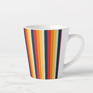 Tasse Latte rayures rouges, bleues, orange et jaunes