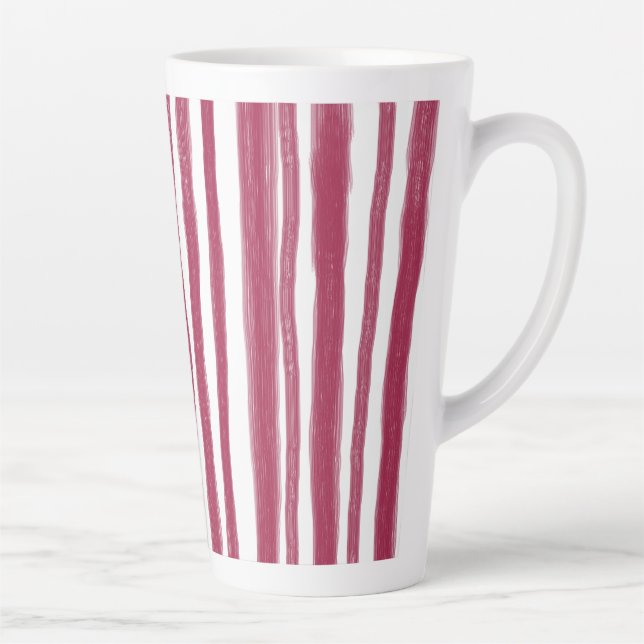 Tasse Latte Rayures rouges Bordeaux  (Droite)