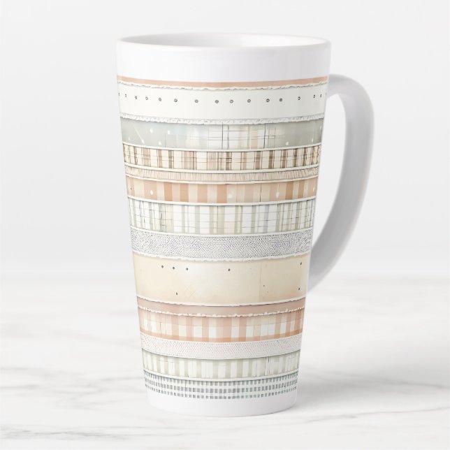 Tasse Latte Rayures ton neutre (Angle droit)