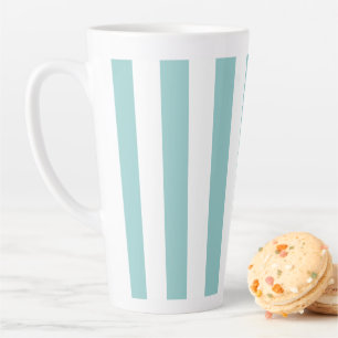 Tasse Latte Rayures verticales sarcelle clair et blanc