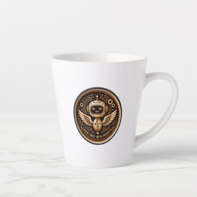 Tasse Latte Réalisé Uniquement Avec Des Invites Robot De Café  (Droite)