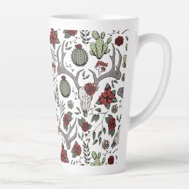 Tasse Latte Red and Green Country Cowgirl Christmas Antlers (Droite)
